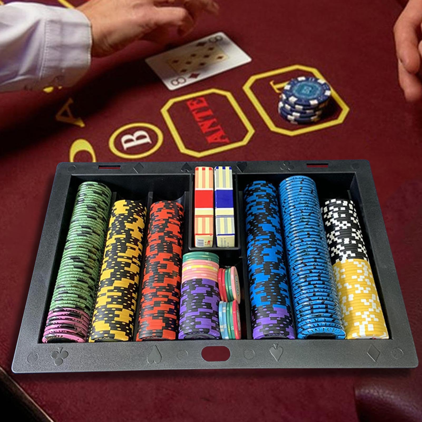 Poker Chip Holder | Stół Chip Tray do Organizowania Chipsów Pokerowych | Uchwyt na czipsy do optymalnego ustawienia gier | Idealne akcesoria do pokera do użytku domowego i profesjonalnego