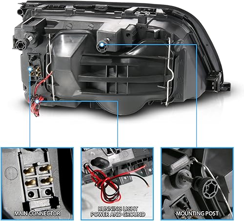Miniatura 5 de AmeriLite Faros delanteros de cristal para Mercedes-Benz Clase C W202 - lado del pasajero y del conductor