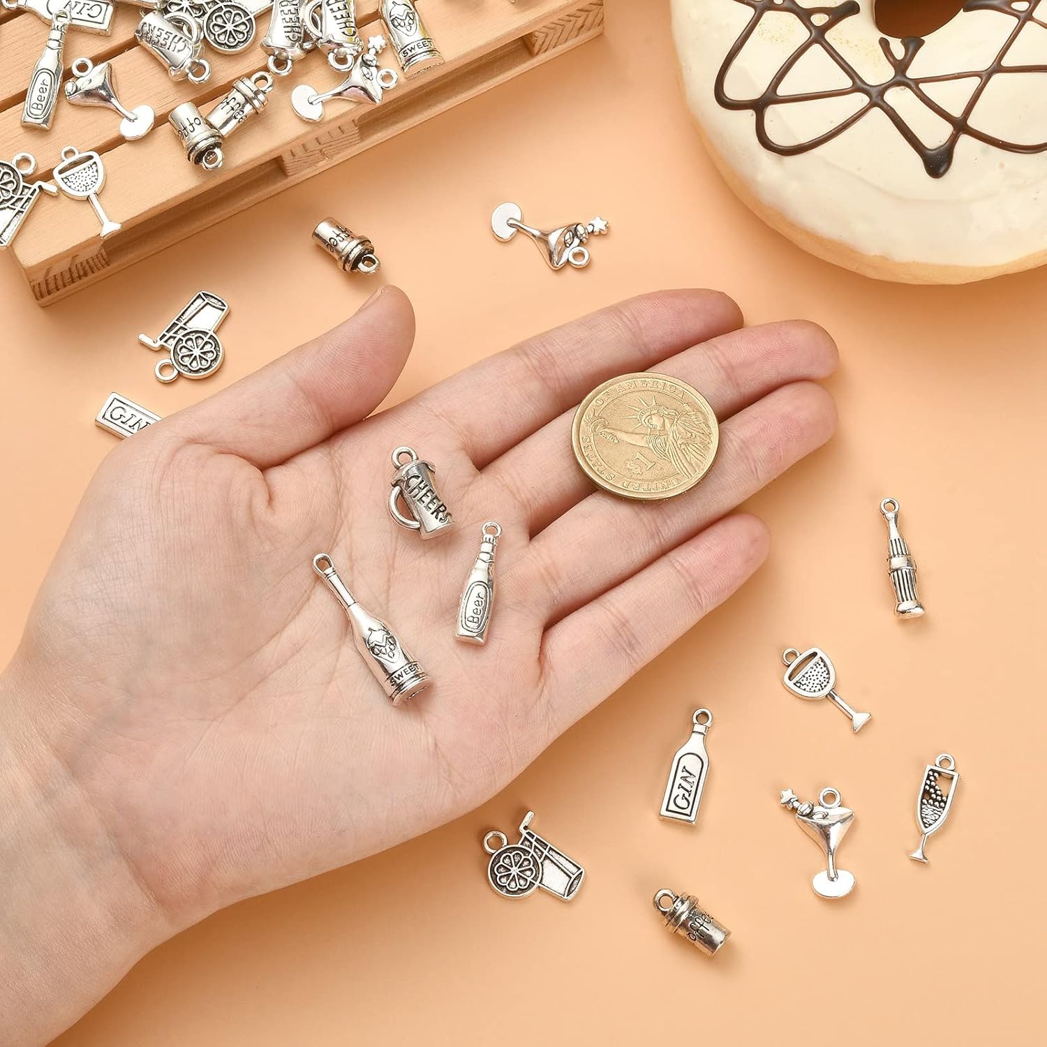 KitBeads 100pcs Tibetan Drink Charms Mixed Styles for Jewelry Making - Party Wine Beer Cocktail Vintage Coffee Goblet Alcohol Charms Bulk - Image 3