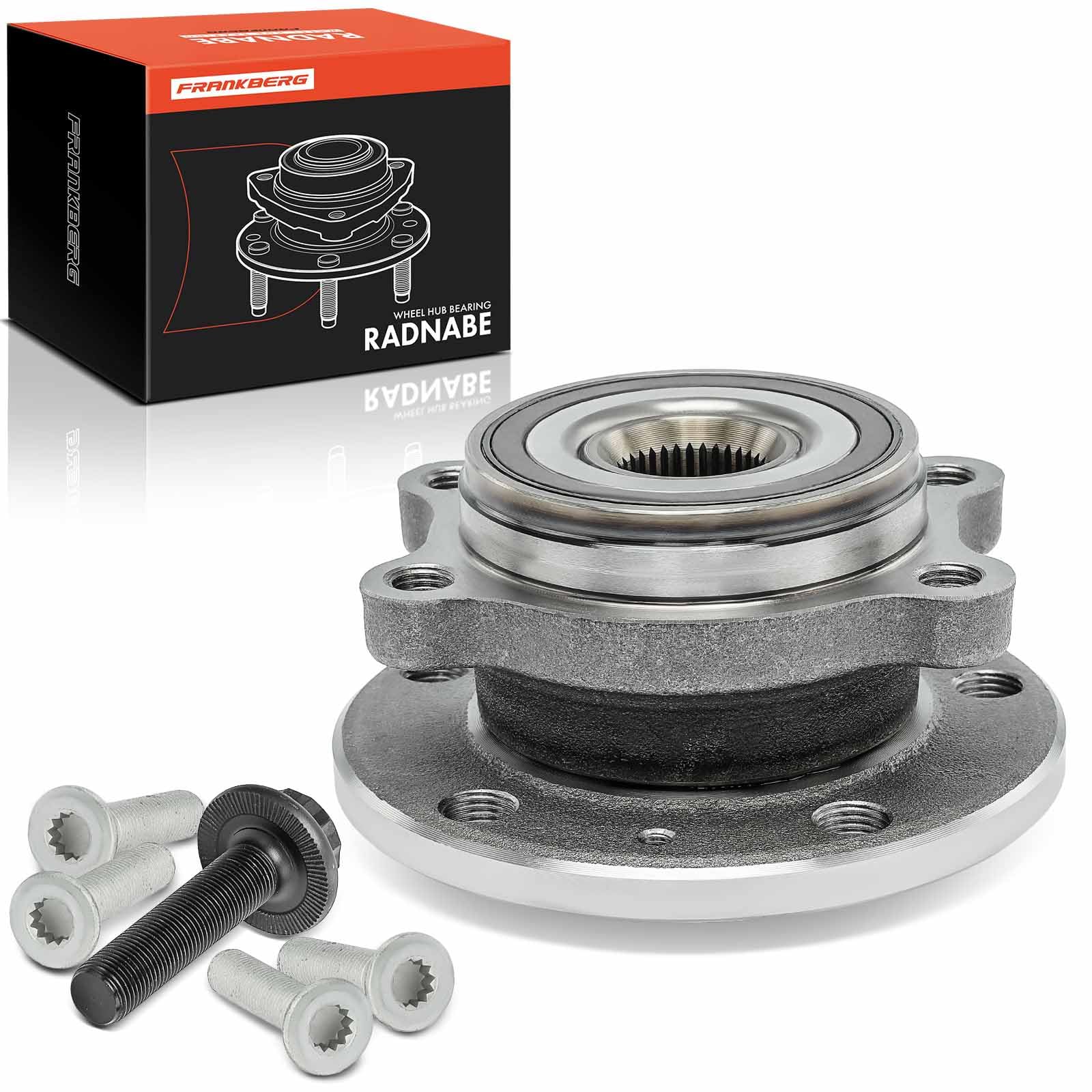 Frankberg 1x Wheel Bearing Hub Wheel Hub 4 HOLE Front Left or right Compatible with A1 8X1 8XK 2011-2018 A3 8P1 8P7 8PA 2003-2013 Q3 8UB 8UG 2011-2018 C.a.d.d.y P.a.s.s.a.t Replace# 1T0498621