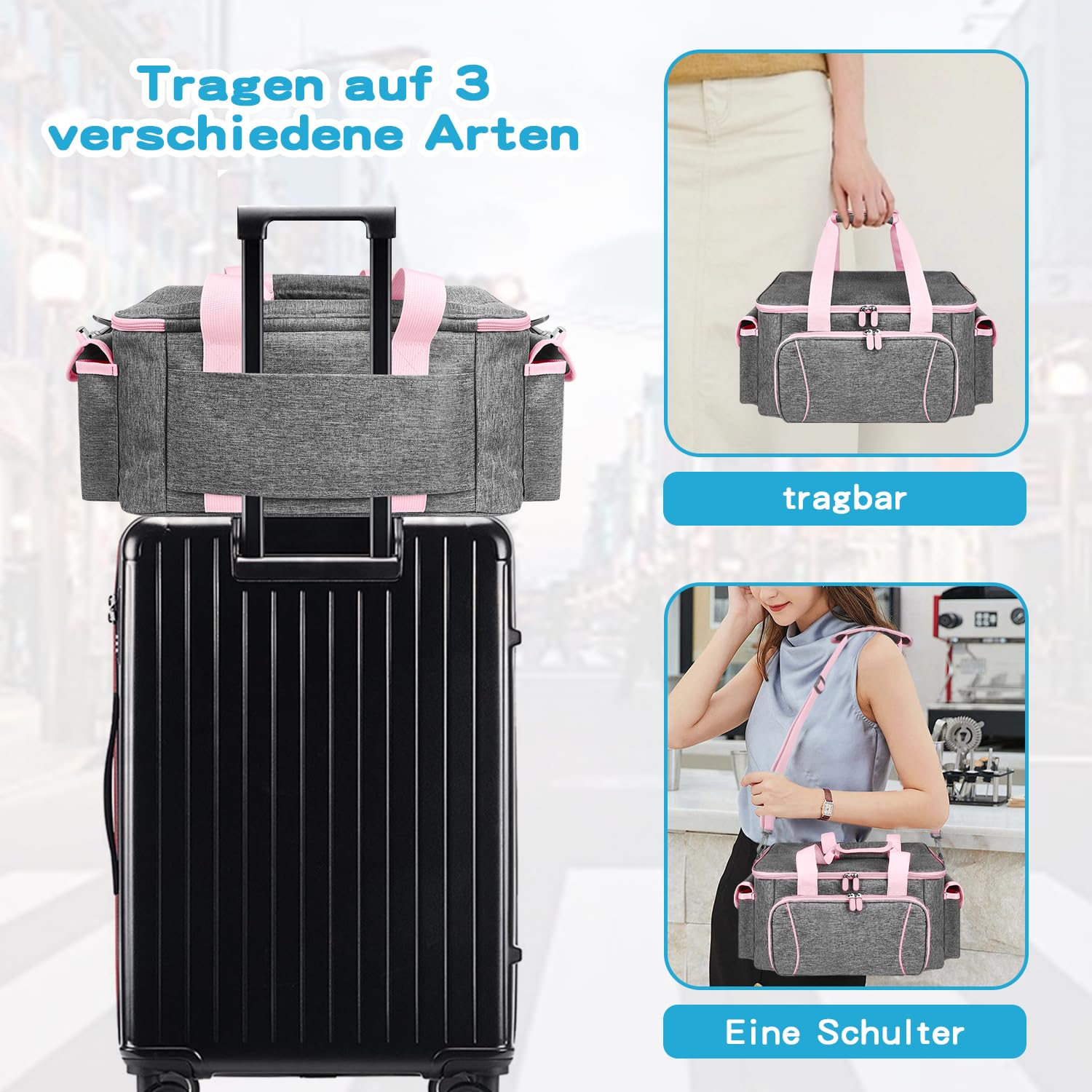 Cricut Joy Tasche, Kompatibel mit Cricut Maker und Allem Zubehör, Inklusive Unterteilungen, Extra Handtasche mit Abnehmbarem Schulterriemen und Gepäckband (Rosa)