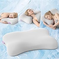 Vista 10 de Almohada refrescante para dormir de lado, almohada cervical patentada para dormir, almohada ergonómica curvada de espuma viscoelástica para dormir