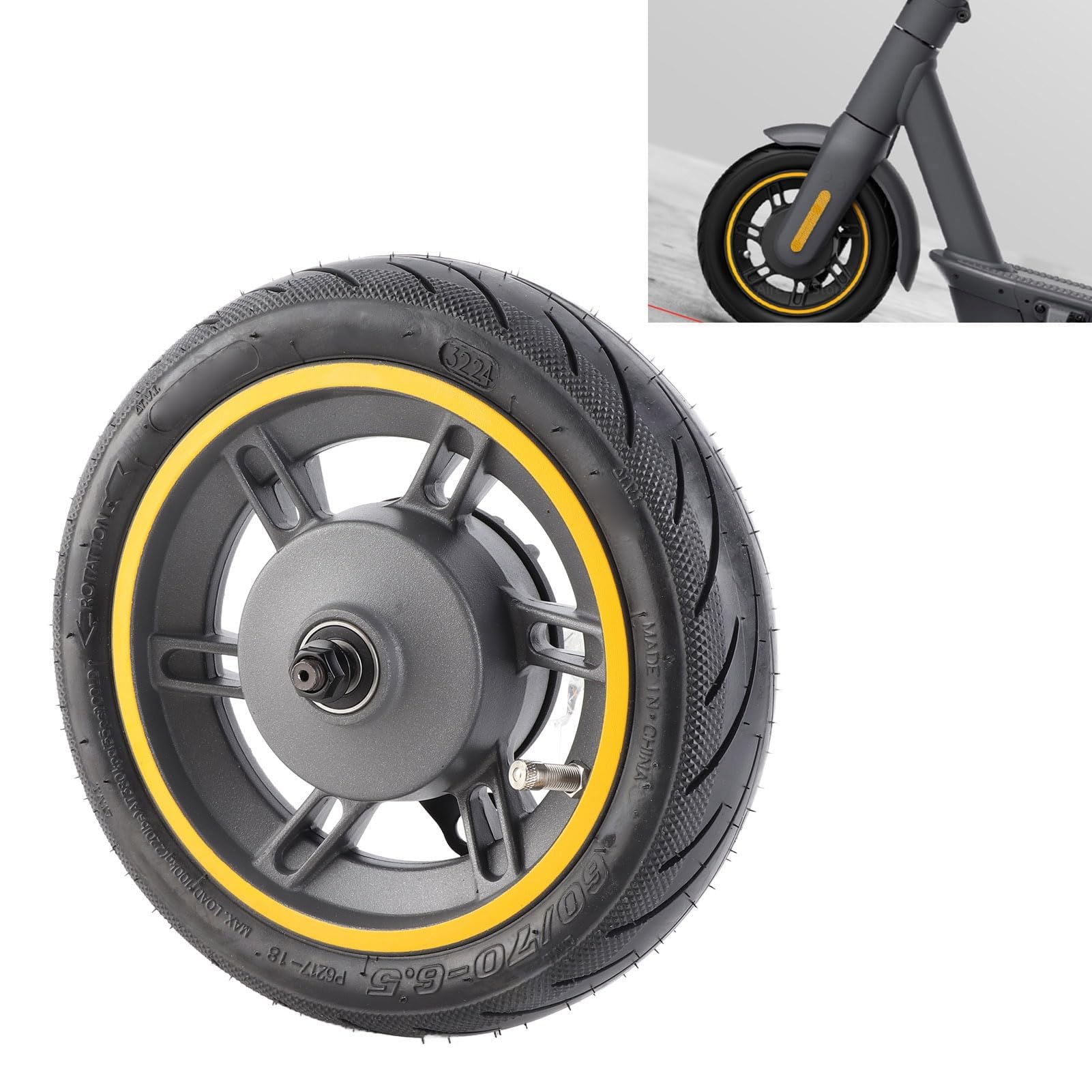 Pneumatico Ruota Anteriore 10 Pollici 60/70-6.5, Sostituzione Diretta per Scooter Elettrico, per Tratti Urbani e Pendolari