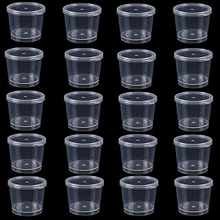 20 Pack 4oz Slime Containers, 120ml Empty Clear Plastic Cosmetic Jars with Lids,Foam Ball Storage Containers, Jello Shot Cups for Salad Dressing Food Storage DIY Craft Making