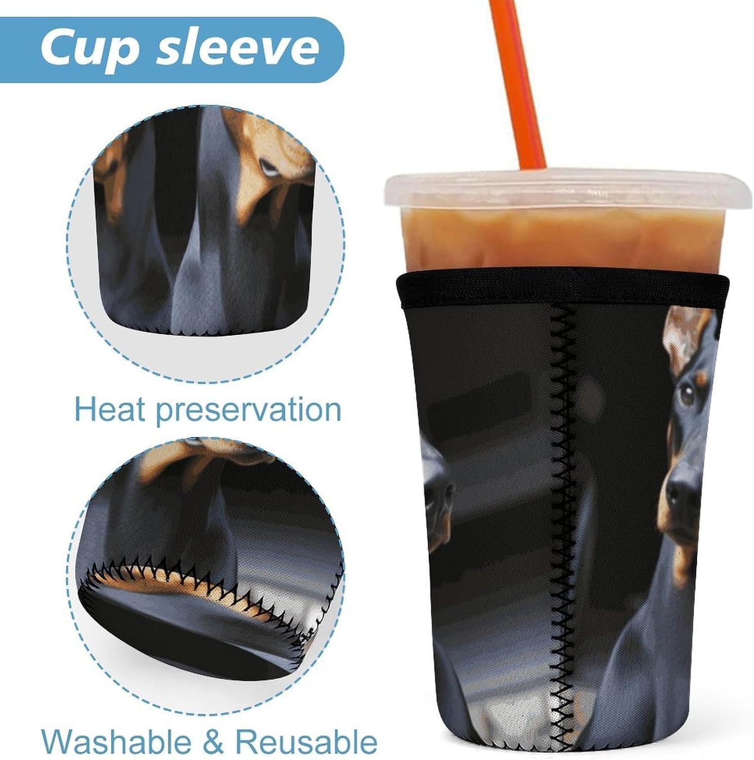3 Pack Neoprene Cup Sleeves, Stretchy Reusable Drink Cup Cover Universal