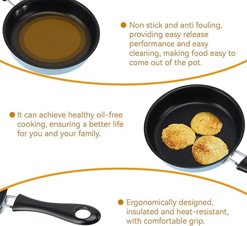 Miniatura 5 de Mini sartén antiadherente para huevos de 5 pulgadas, sartén pequeña antiadherente para huevos pequeños, sartén para huevos de acero inoxidable,