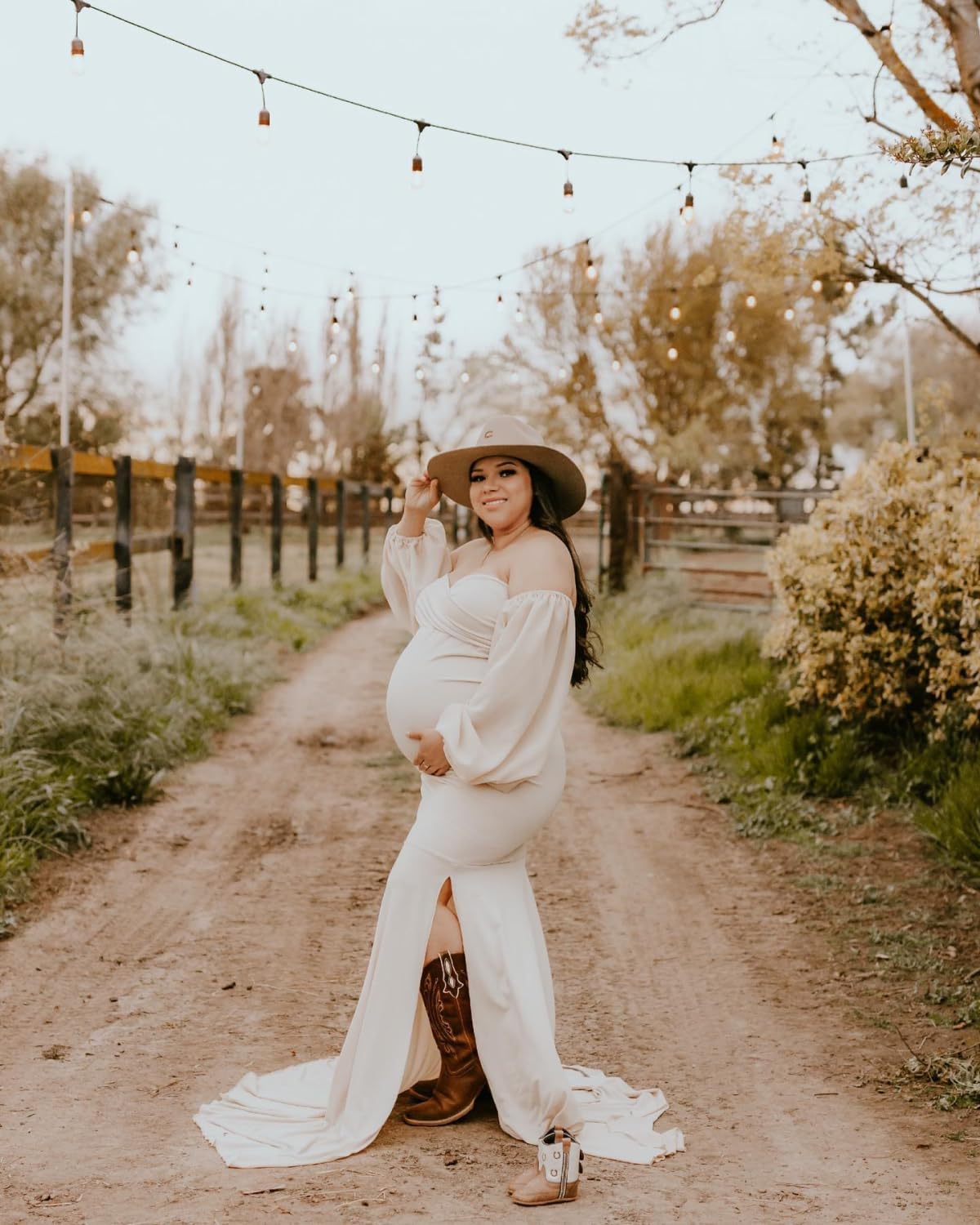 Cudiew Long Sleeve Off The Shoulder Maternity Dress for Photography Maxi Baby Shower Dress Photoshoot Pregnant Gown