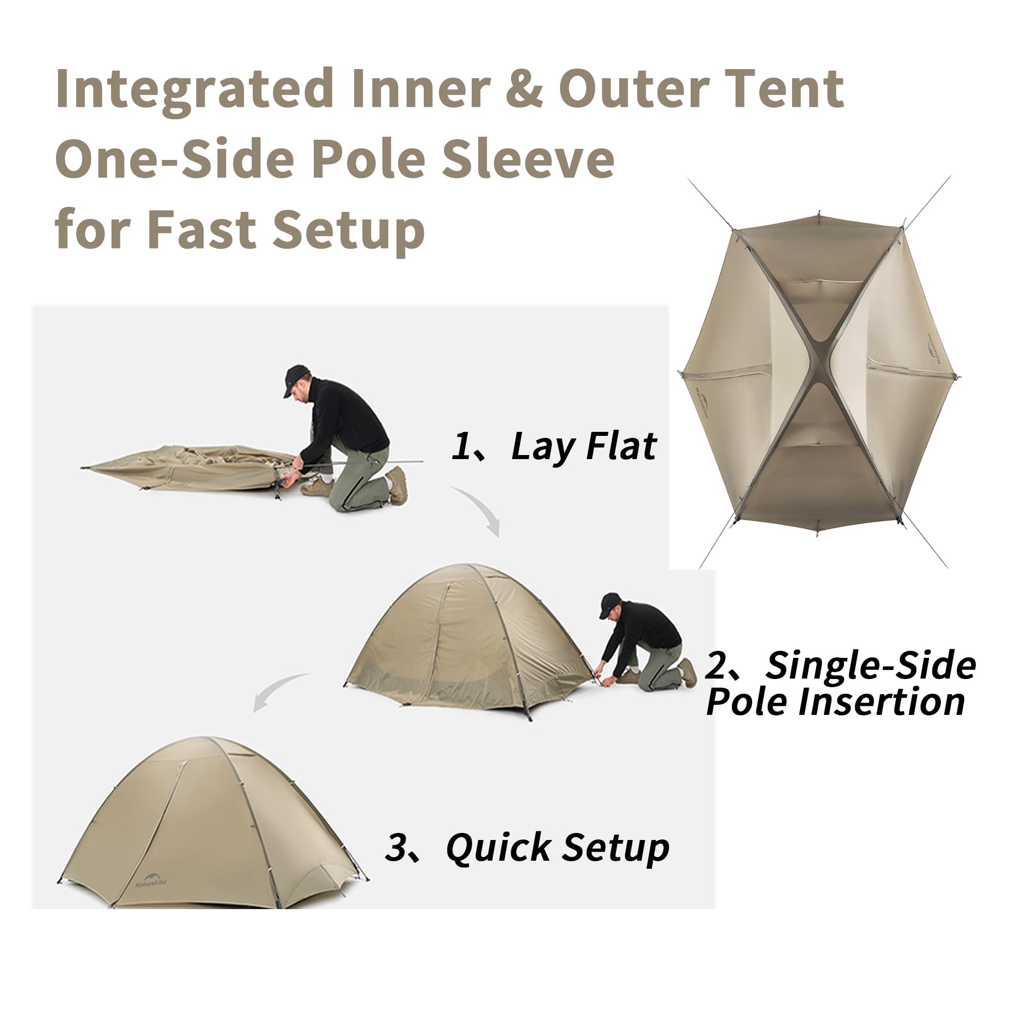 Naturehike Giling PRO ultralekki namiot turystyczny, do szybkiego montażu, 1,45-1,77 kg, PU3000+, wodoszczelny, wiatroszczelny, kempingowy, szybki montaż, 4-sezonowy namiot plecakowy z systemem