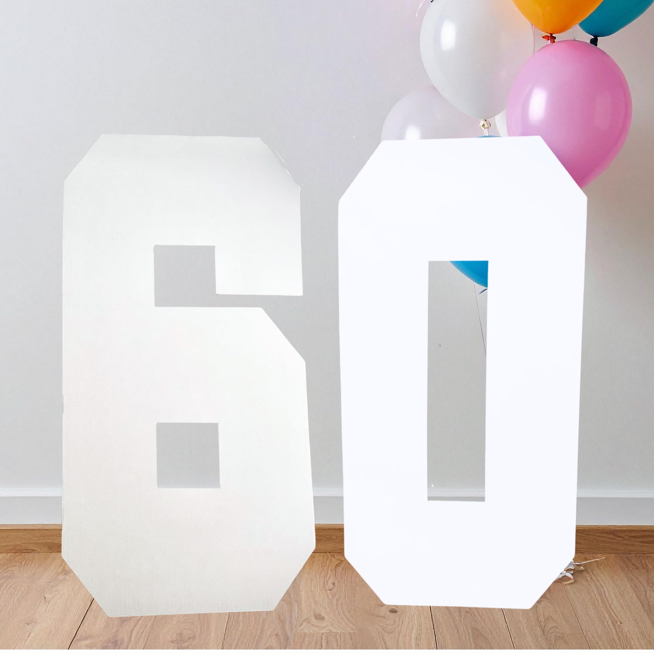 Large Cardboard Number 75cm: CARDÉCORAY Party Decor, DIY Birthday Decorations – Giant Cardboard Cutout Banner, Birthday Numbers, Craft Party, Freestanding, 60 50 40 Birthday, Event Photo Prop (60)