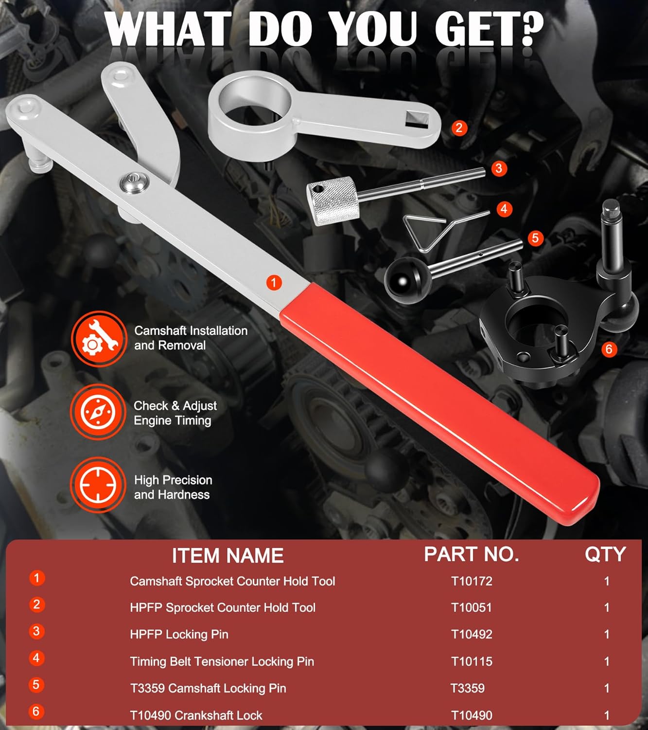 3830 Camshaft Timing Belt Tools Kit Compatible with 2015+ Volkswagen TDi EA288 Diesel Engines, Direct Replacement for T10172 T10490 T10492 T10051 T3359 T10115