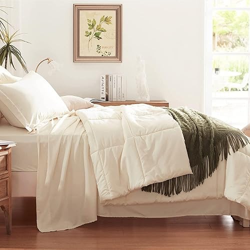 Miniatura 9 de Cama en una bolsa de 8 piezas tamaño Queen de 1000 hilos, 100% algodón egipcio (edredón de 500 GSM, juego de sábanas de bolsillo profundo de 15