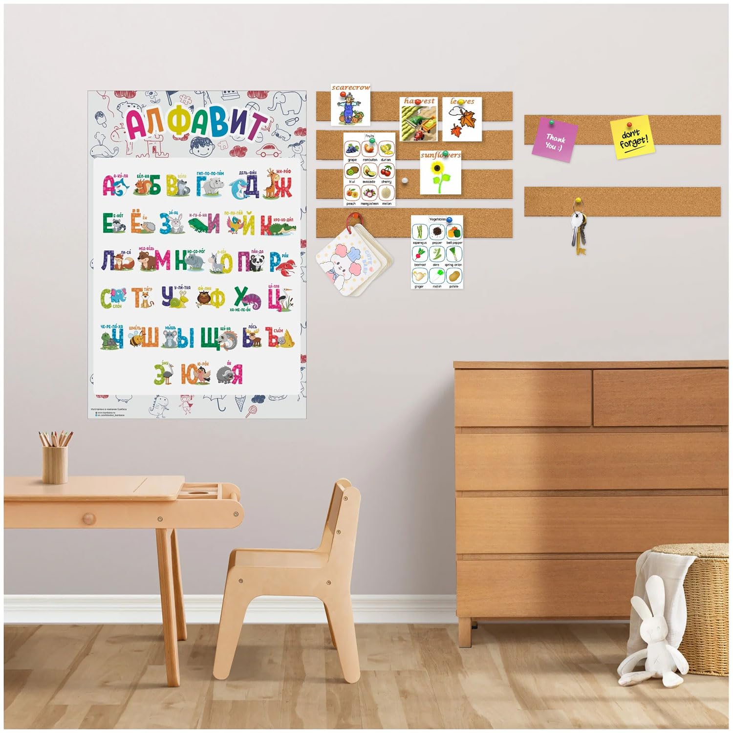 Autocollant Mural Tableau En Liege Autocollant Panneaux De Liège Autocollants - Lot De 8 Avec 50 Punaises - 30x5cm - Pour Bureau, Chambre, Cuisine Tableau Liège Murale Plaque De Liege