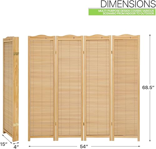 Miniatura 2 de Magshion Divisor de habitación Shoji oriental de 6 paneles estilo floral de bambú independiente privacidad 57 pies pantalla negra para oficina y