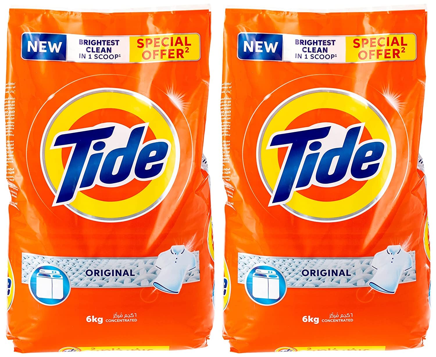 Tide Powder Laundry Detergent, Original Scent, 2 x 6 kg