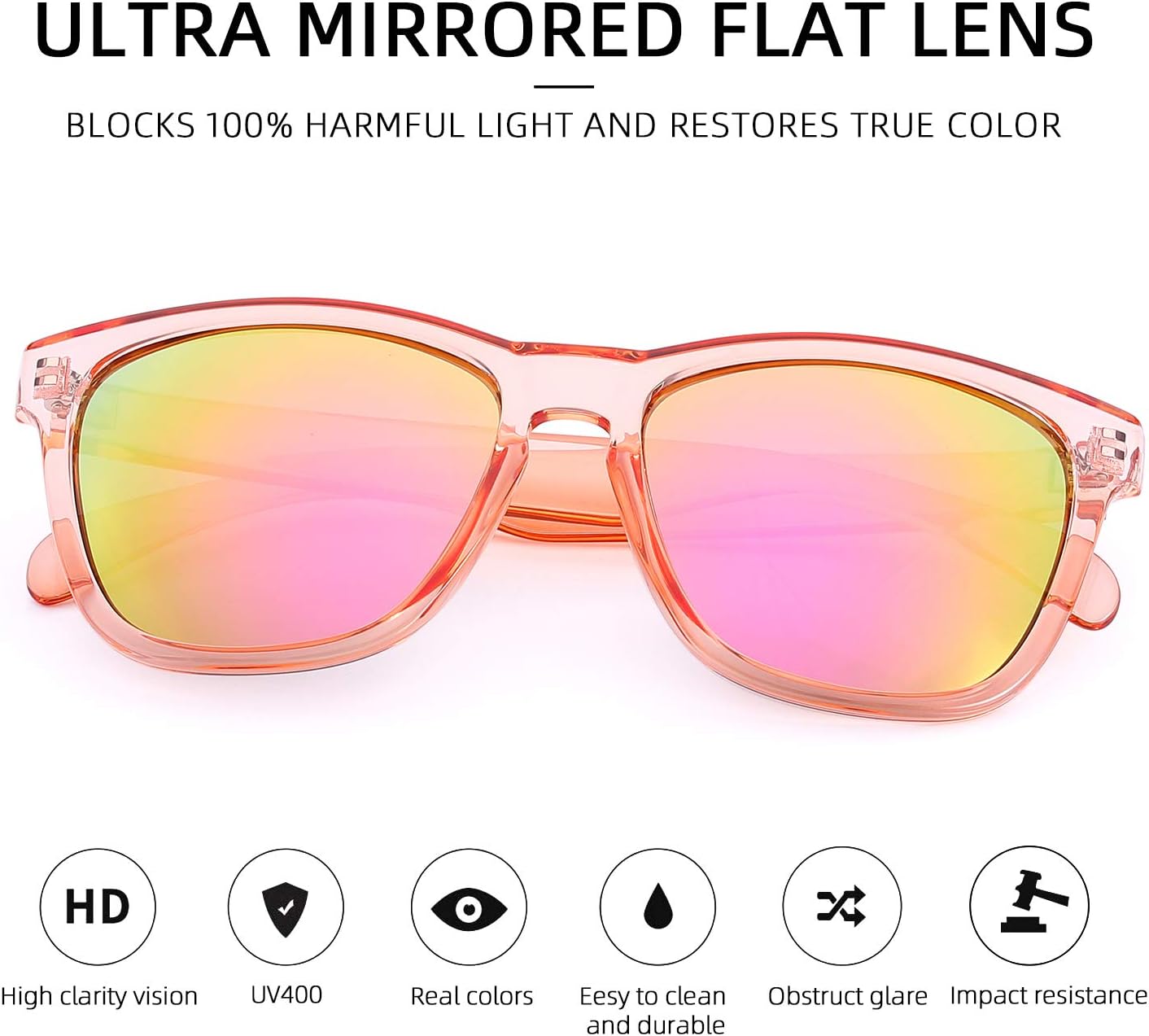 COLOSSEIN Sunglasses Womens,Classic Square Frame UV400 Mirrored Lens,Sunglasses Fit For Beach,Vacation,Driving - Image 2