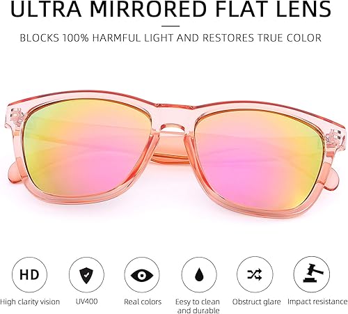 Miniatura 2 de COLOSSEIN Gafas de Sol para Mujer, Marco Cuadrado Clásico UV400 con Lentes Espejadas, Gafas de Sol Ideales para Playa, Vacaciones, Conducción