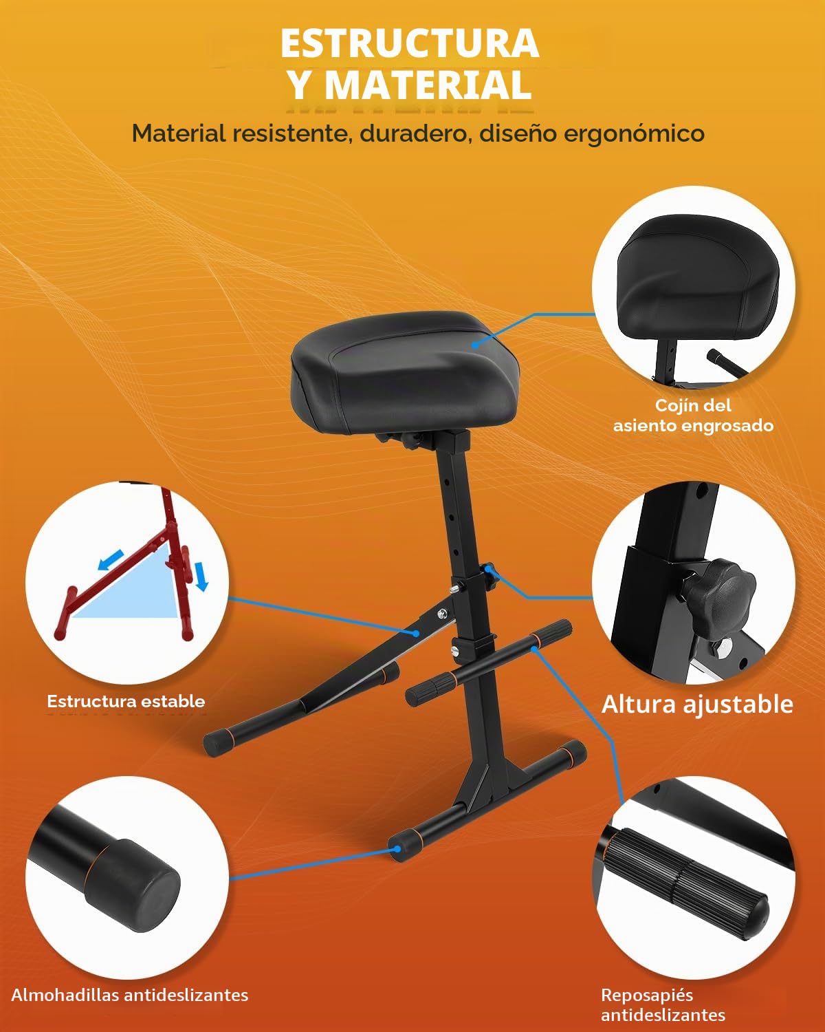 Strich Taburete de Guitarra, Asiento de Guitarra con Altura Ajustable, Taburete de Silla de Guitarra con cómodo cojín Acolchado, reposapiés para Adultos y niños, Trono de Tambor, Asiento de Tambor