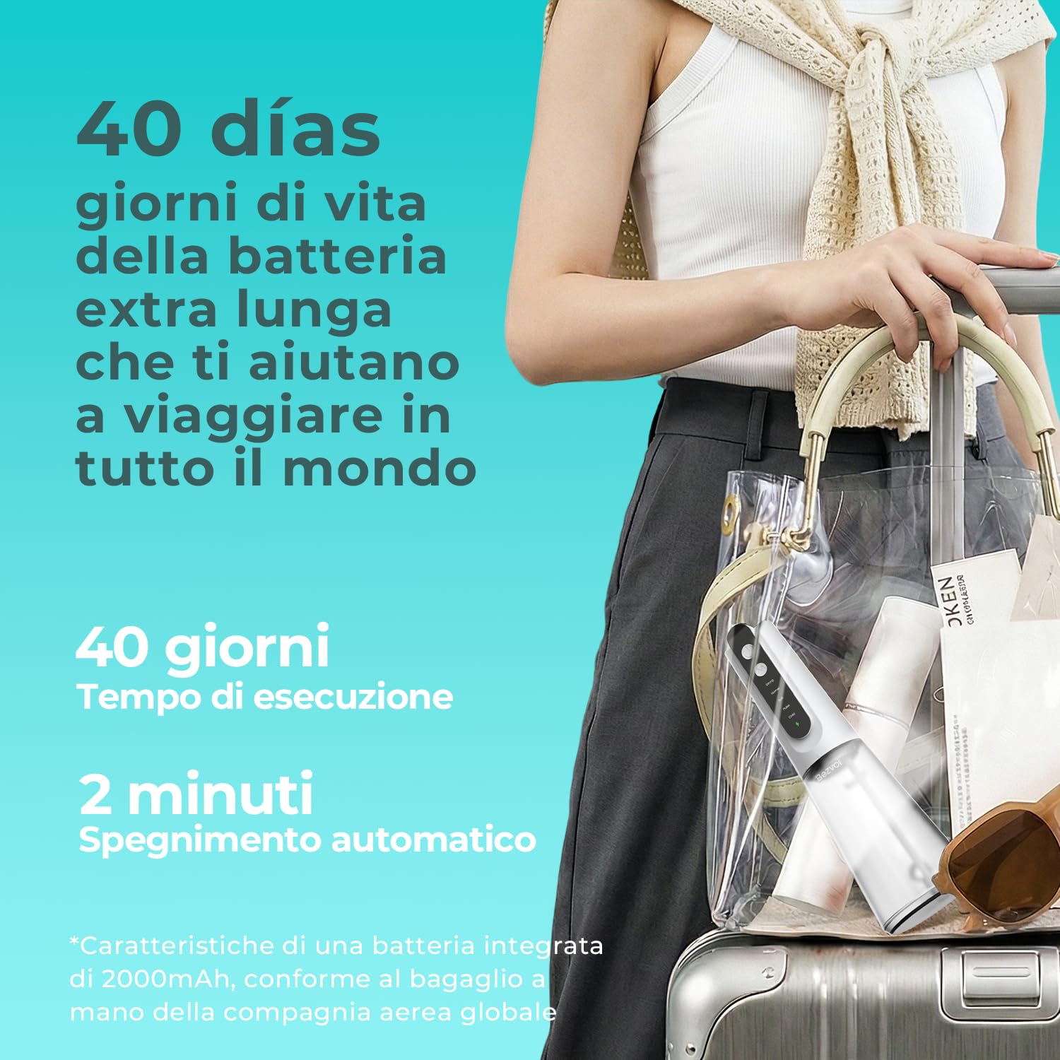 Bezvoi Idropulsore Dentale Senza Fili, Irrigatore Orale Ricaricabile IPX7, 5 Livelli di Pressione, Serbatoio 300 ml, 6 Ugelli, Pulizia Bucale per Uso Domestico e Viaggi, Bianco