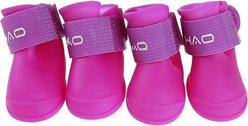 GabeFish Botas de lluvia impermeables de silicona para perros pequeños y medianos, zapatos para días lluviosos para perros, protector de patas de