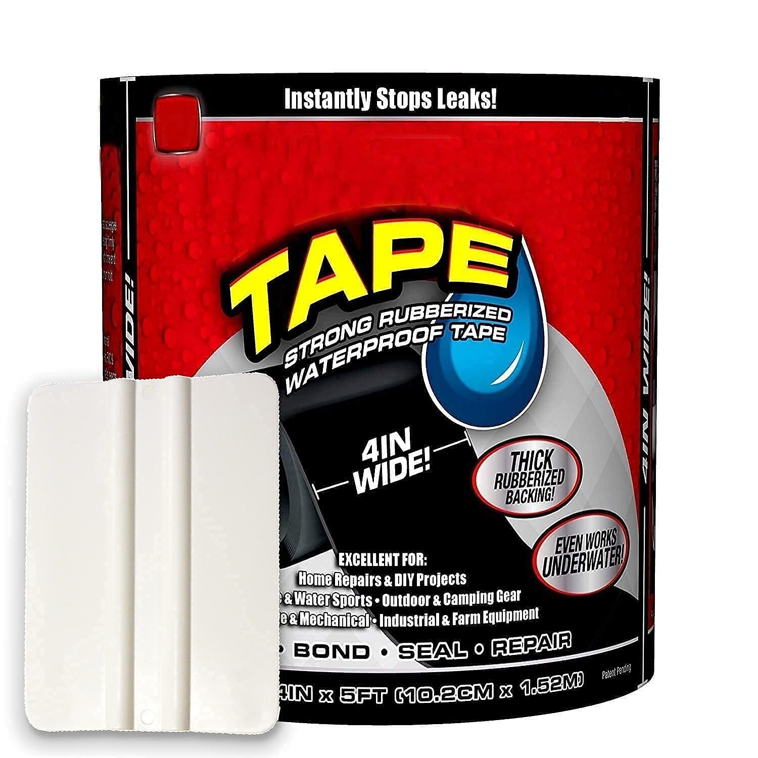 RK ENTERPRISE Waterproof Flex Adhesive Sealant Tape for All Type Surface, 4 Inch X 5 Ft, Black (Flex Tape)