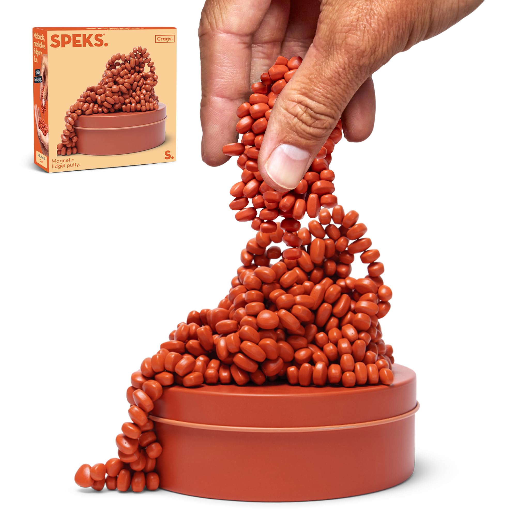 Speks Crags Ferrite Putty, Over 500 Ferrite Stones in a Metal Tin, Seriously Satisfying Fidget Toys for Adults and Desk Toys for Office, Matte Coral, 300g