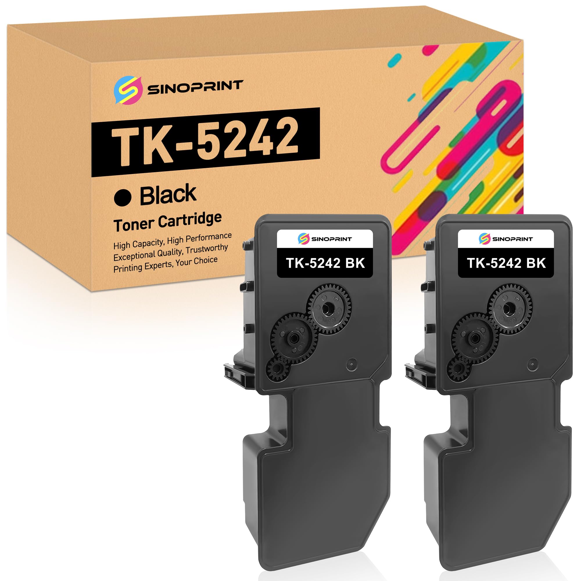 SINOPRINT TK5242 TK-5242 Black Toner Cartridge Replacement for Kyocera TK-5242K TK-5242C TK-5242M TK-5242Y 1T02R70US0 for ECOSYS P5026cdn P5026cdw