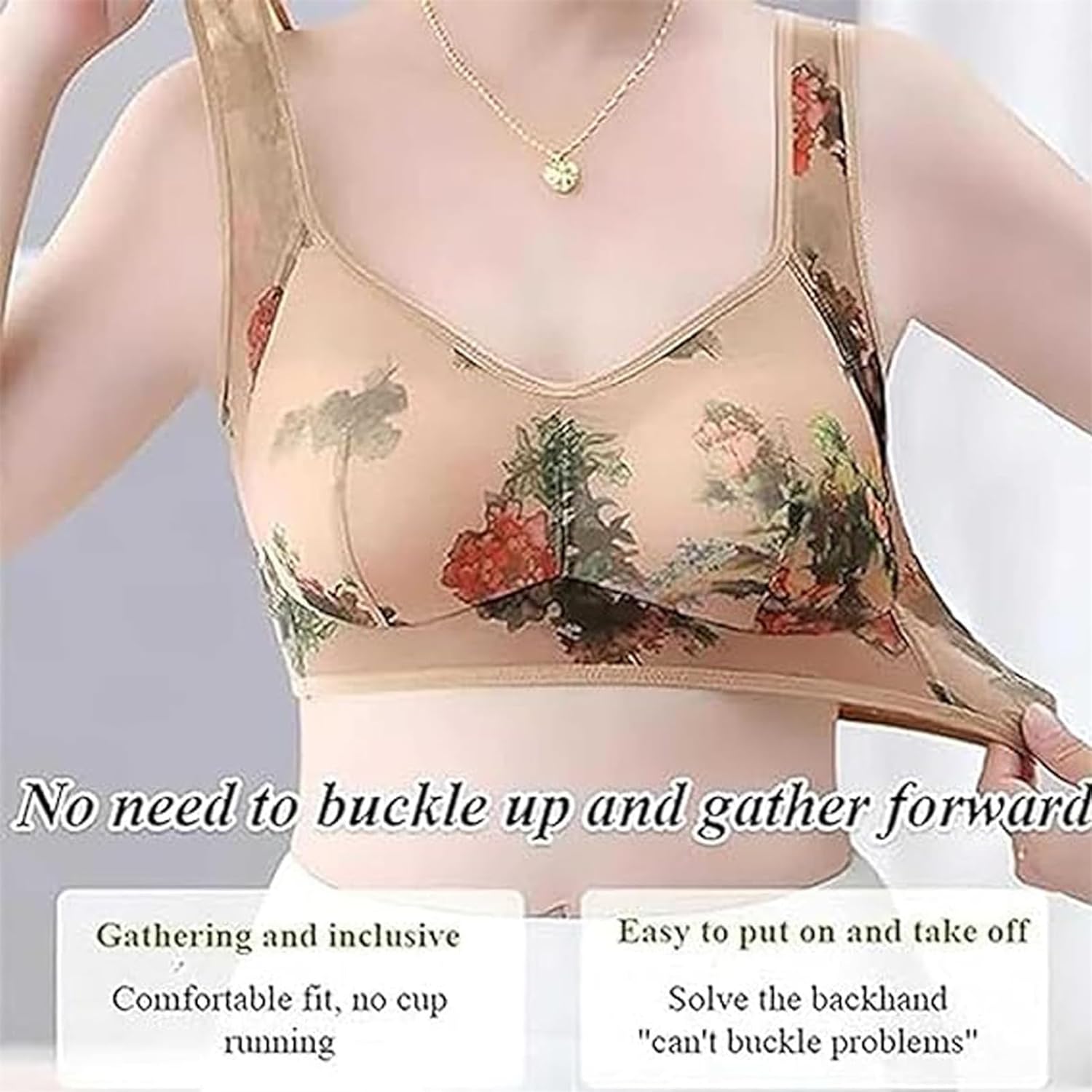 Ice Silk Lace Cooling Comfort Bra, Seamless Wireless Push up Bras for Older Women, Everyday Bras - Image 4