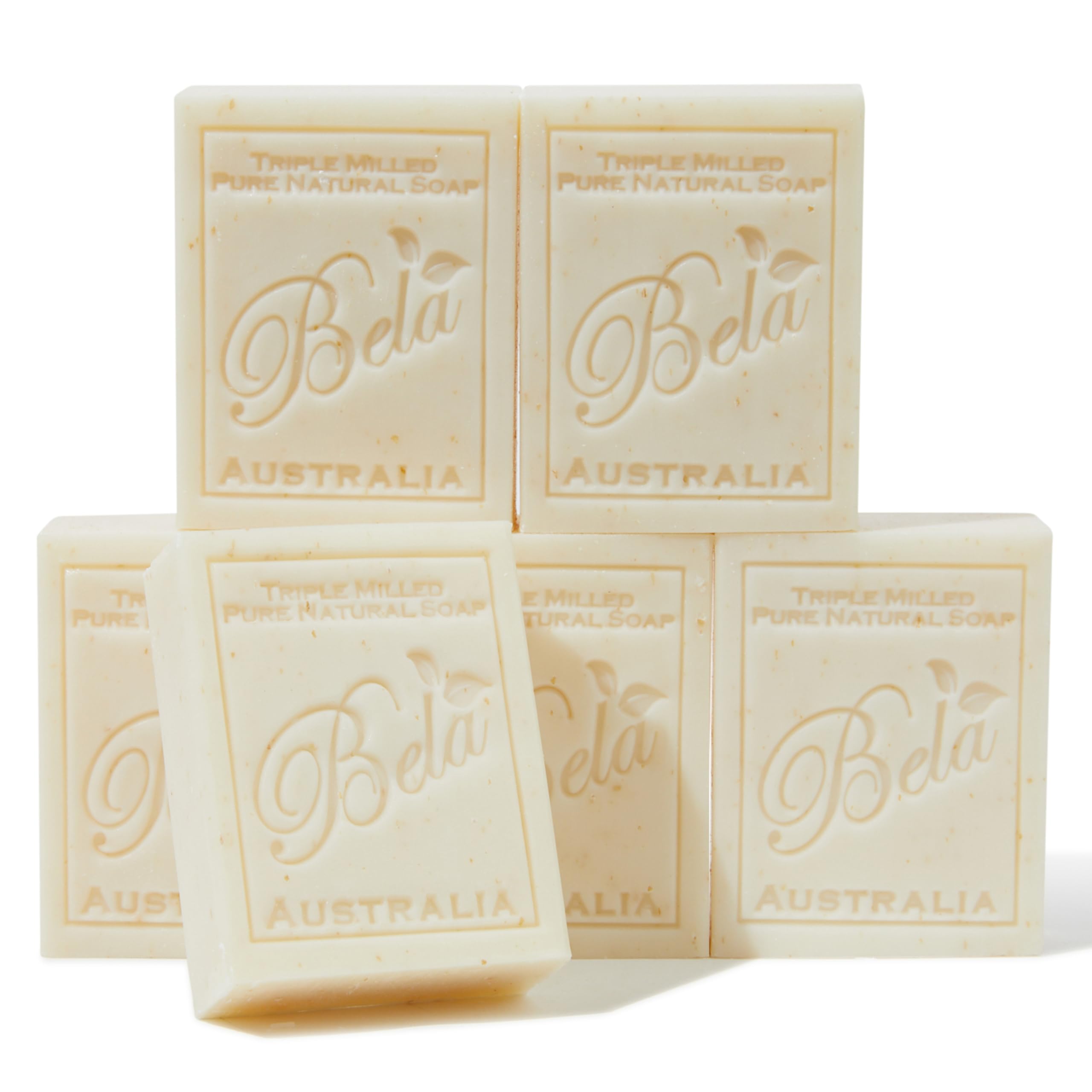 Bela Bath & Beauty, Spearmint & Bran, Triple French Milled Moisturizing Soap Bars, No Harsh Ingredients, 3.5 oz each - 6 Pack