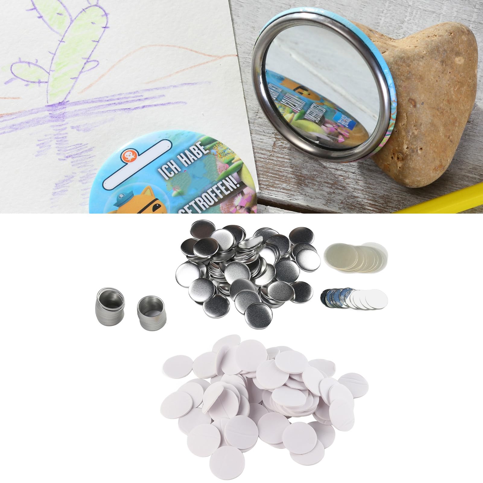 100 Zestawów 58mm Lustrzane Okrągłe Guziki Części DIY Puste, Nierdzewne Blaszane Guziki Akcesoria Do Robienia Dla Rzemieślnika Rzemiosło Guziki Materiały Eksploatacyjne