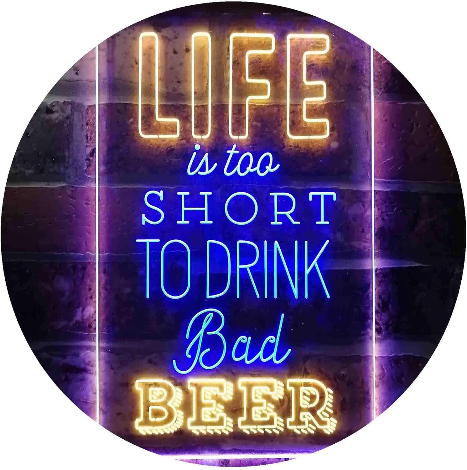 ADVPRO Life is Too Short to Drink Bad Beer Bar Dual Color LED Neon Sign Blue & Yellow 12" x 16" st6s34-i3408-by
