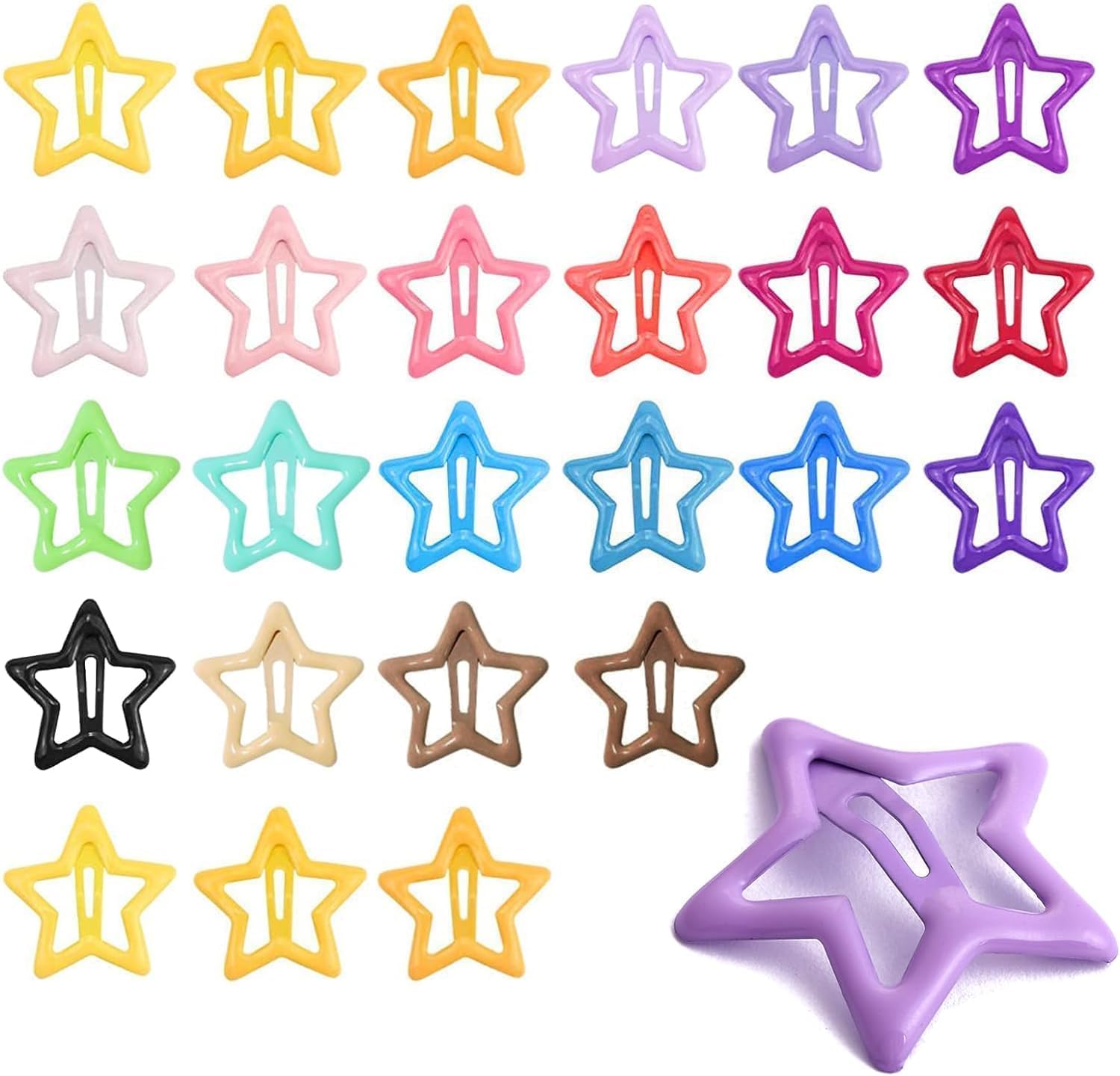 Diversa Star Hair Clips for Kids & Girls, Mini Tic Tac Metal Star Shape Hair Clips, Kids Hair Barrettes, Hair Accessories Side Pin for Baby Girl, Multicolor, Pack of 20