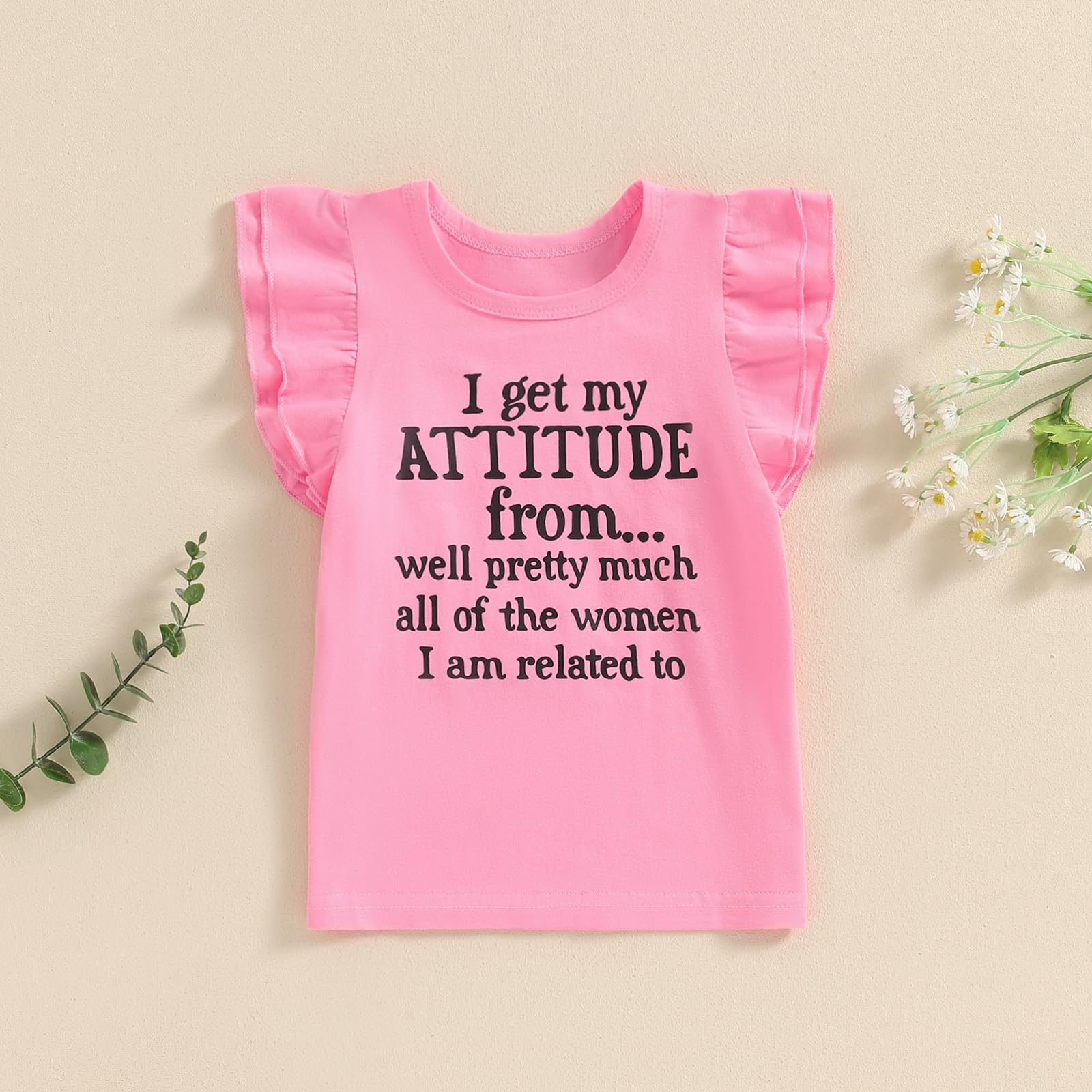Toddler Girl Clothes Sleeveless Baby T-Shirt Tops Attitude Letters Girl Summer Clothes (Pink, 2-3 Years)