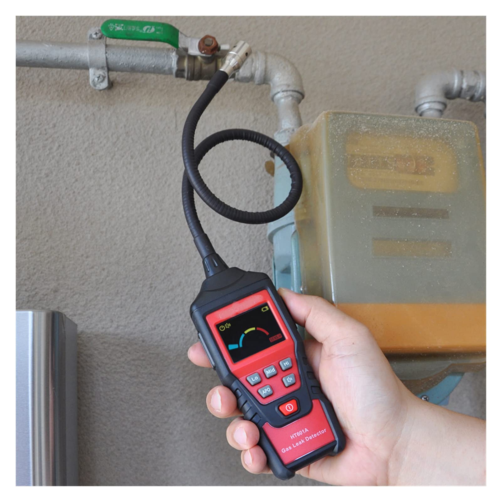Gasdetektor Ht601b. Gasleck-Detektoranalysator Brennbarer brennbarer Gasfinder natürlicher Ethanol-Methan-Tester LCD Farbanzeige 9999. Ppm