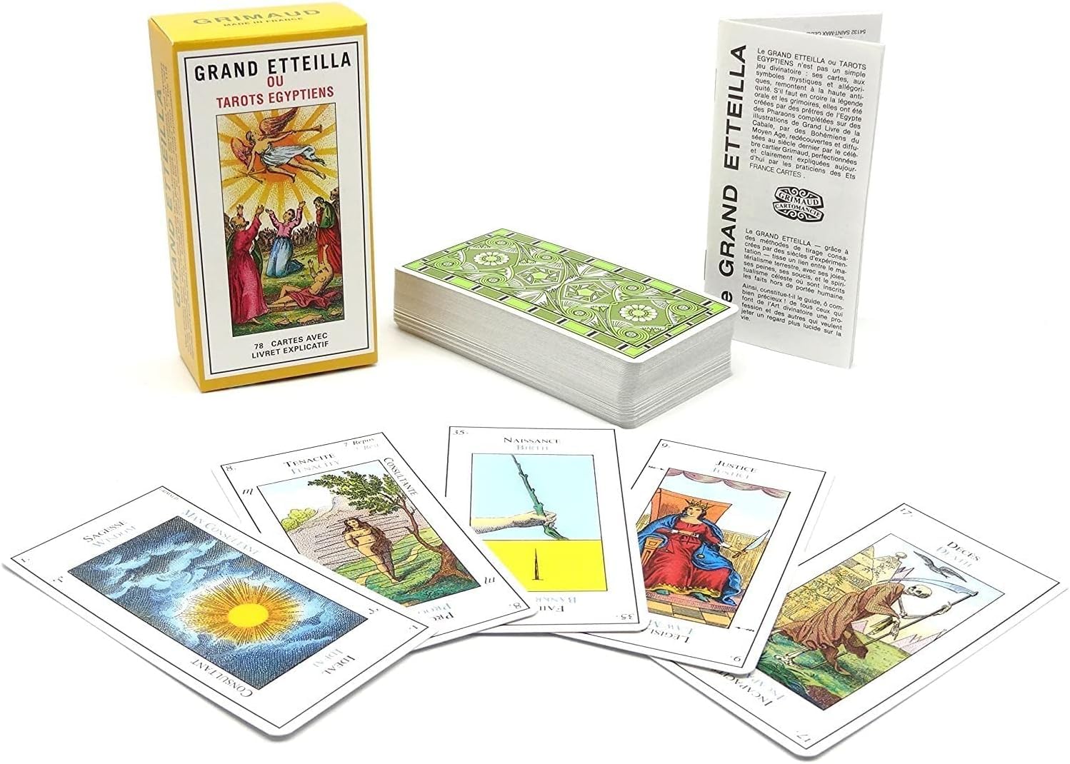 France Cartes Grimaud - Grand Etteilla - Egyptian Tarot - Cartomancy - Divinatory Tarot Inspired by the Ancient Era - Set of 78 Cards
