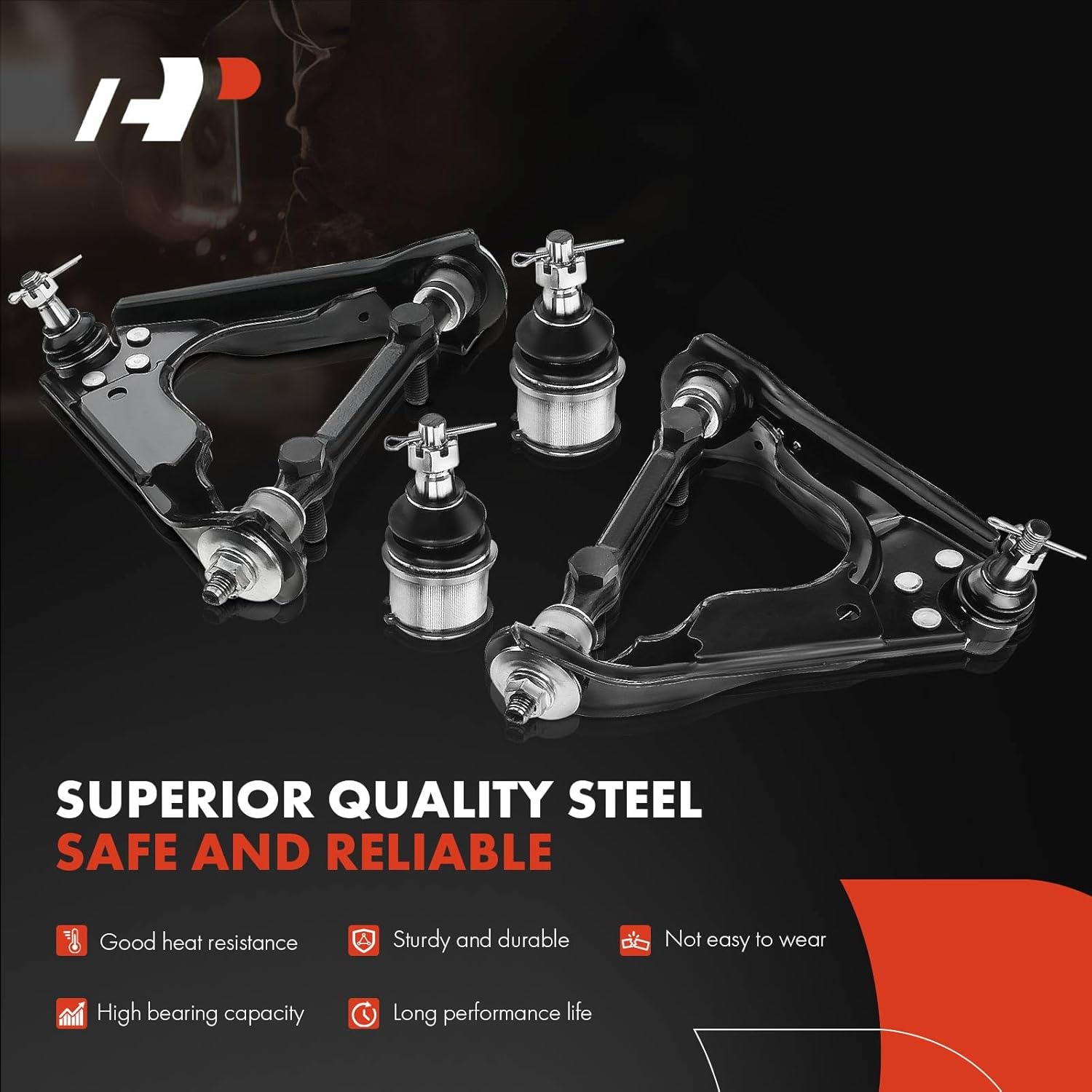 A-Premium Set of 6, Front Upper Control Arm, Lower Ball Joint, Outer Tie Rod End, Compatible with Dodge Durango 2000-2003, Dakota 2000-2004, 4WD Only