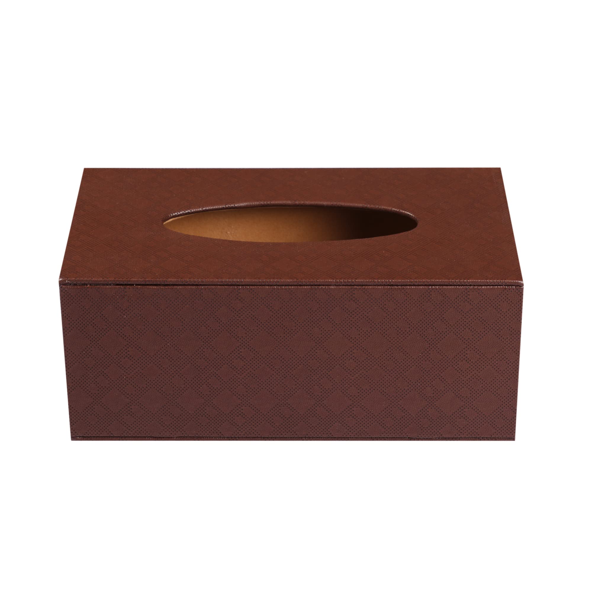 Anything & Everything Faux Leather Tissue Box Holder, Napkin Holder Box for Home and Car - Brown Pattern 2