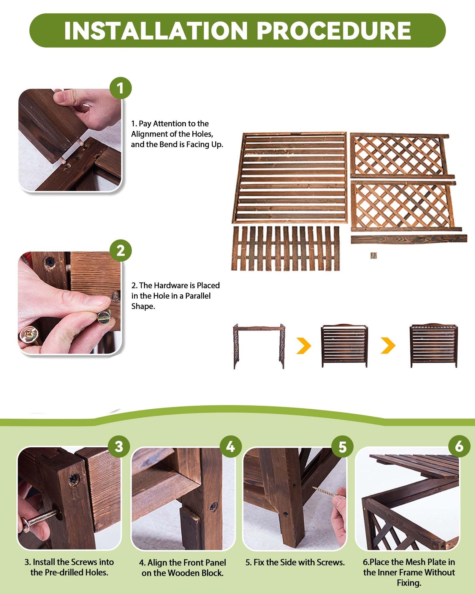 Copri Condizionatore da Esterno in Legno Massiccio 105x47x80 cm Protezione Solare Terrazza Balcone Patio