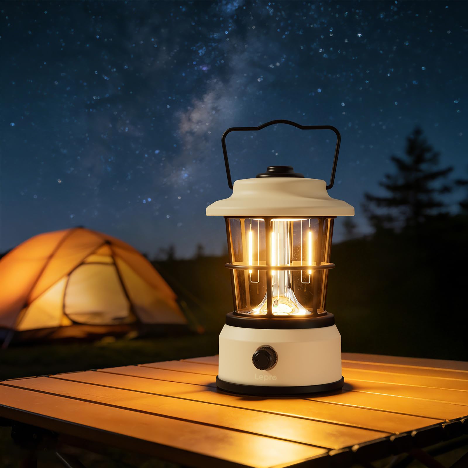 Lepro Linterna LED Retro Recargable, IPX4, 4 Niveles de Luz, para Cámping y Emergencia