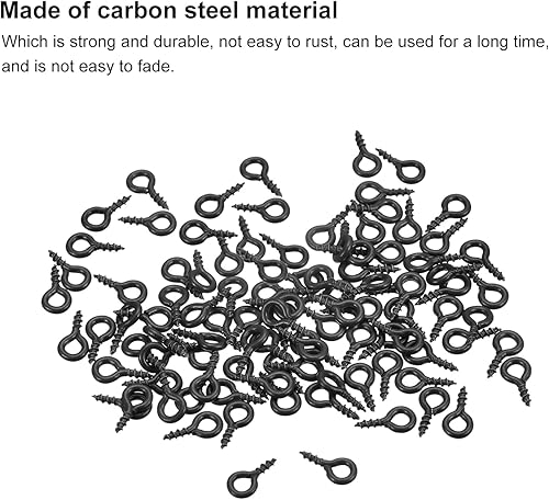 Miniatura 4 de uxcell 300 ganchos pequeños de ojo de tornillo con rosca, tornillos roscados, tornillo autorroscante de 0.31 x 0.39 pulgadas para hacer joyas,