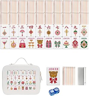 160 Christmas American Mahjong Tile Set with Travel Case, Gifts for Women | Preppy Soft Pastel Vertical Large Acrylic Engraved Mahjong Tiles for Game Nights