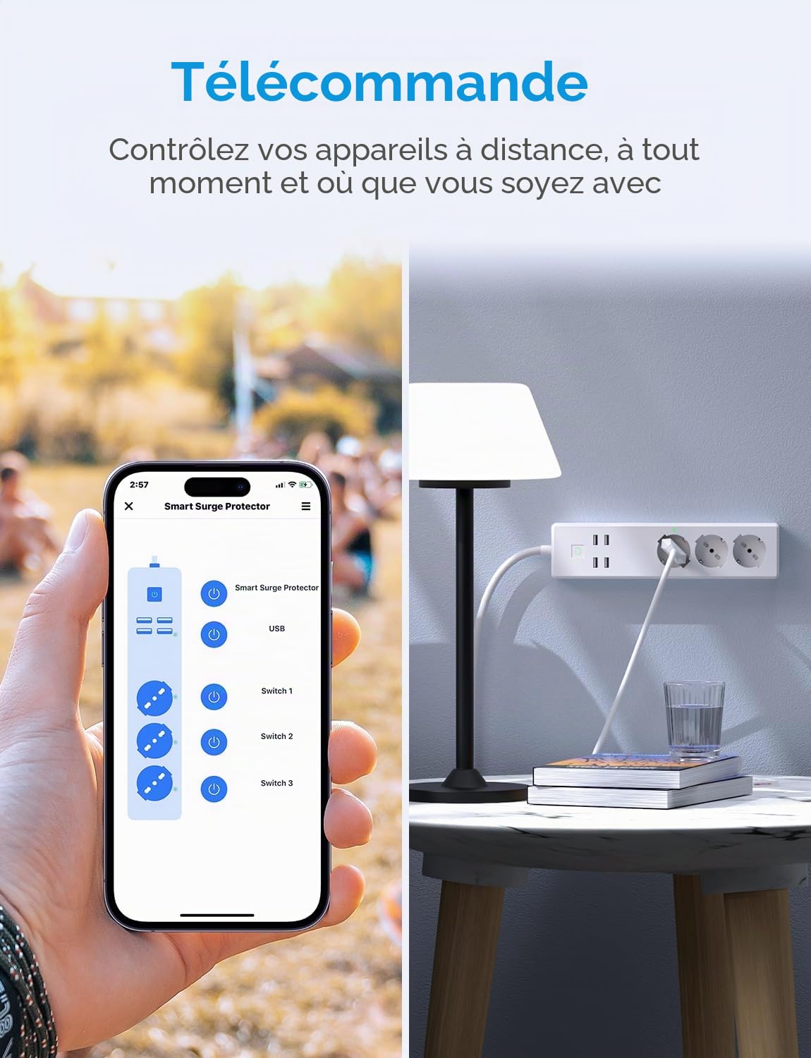 Meross Multiprise Italienne avec kit Intelligent HomeKit, 16 A Smart WiFi avec 3 Schuko 4 Ports USB, Protection Contre Les surcharges, Compatible avec HomeKit, Alexa, Google Home, SmartThings