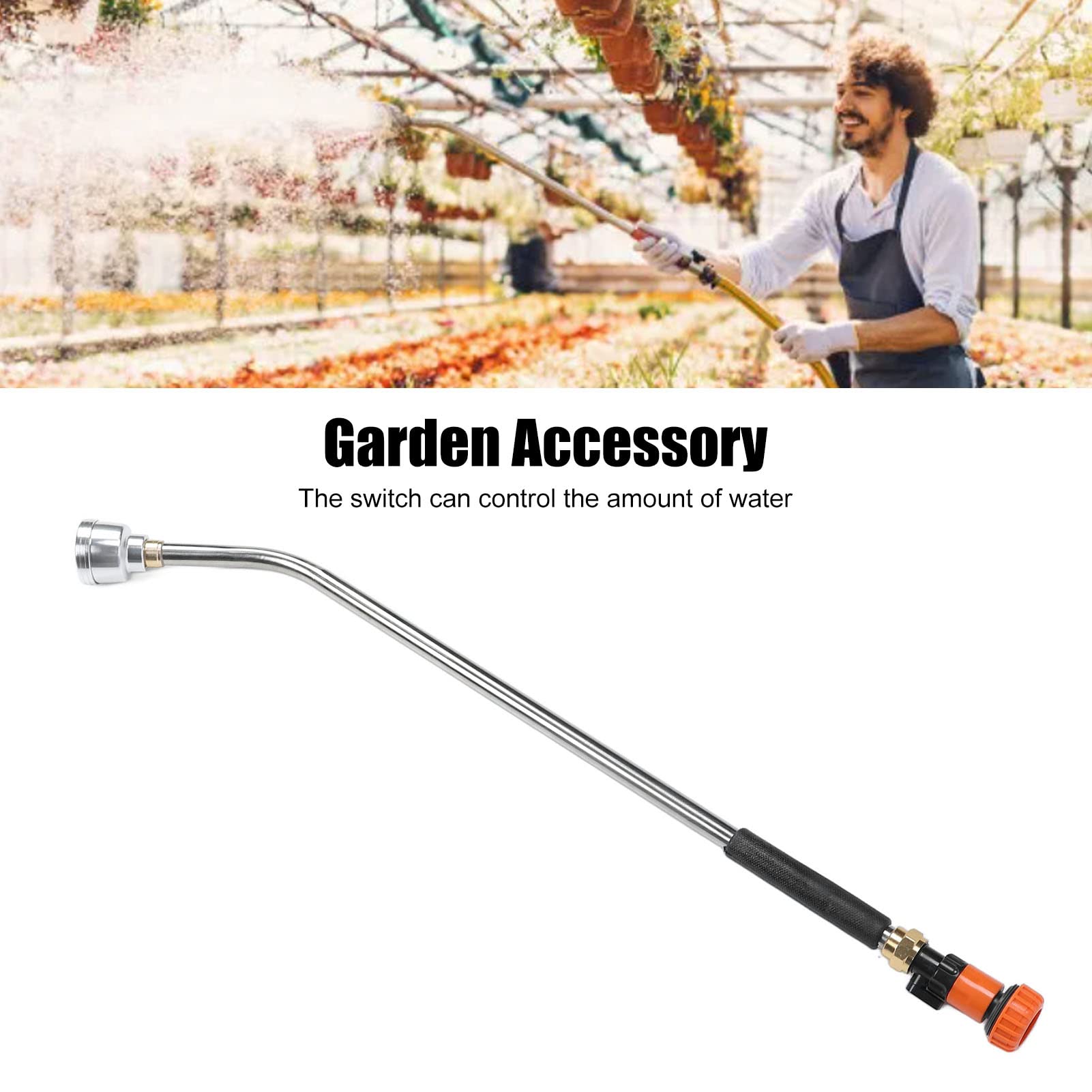 Tige d'arrosage pour Tuyau d'arrosage, Acier Inoxydable et Aluminium, Excellente étanchéité, Ergonomique, sans Effort, Appuyez sur l'interrupteur, Arroseur pour Plantes et