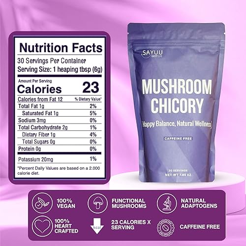 Miniatura 2 de SAYUU Mezcla de achicoria de hongos  Alternativa de café sin cafeína con melena de león, reishi, cola de pavo  Apoya la digestión, la concentración