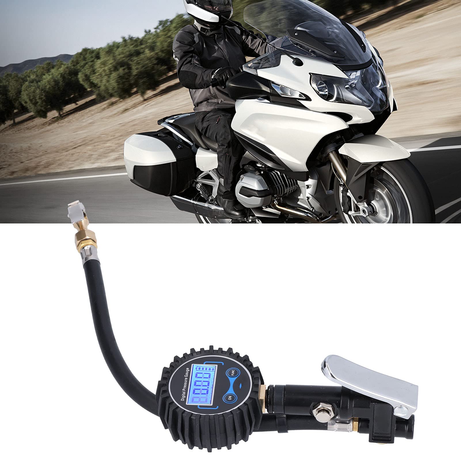 Medidor de inflado de neumáticos Pantalla digital LCD 300PSI Medidor de presión de inflado 4 unidades para coche Van Motocicleta Dirt Bike