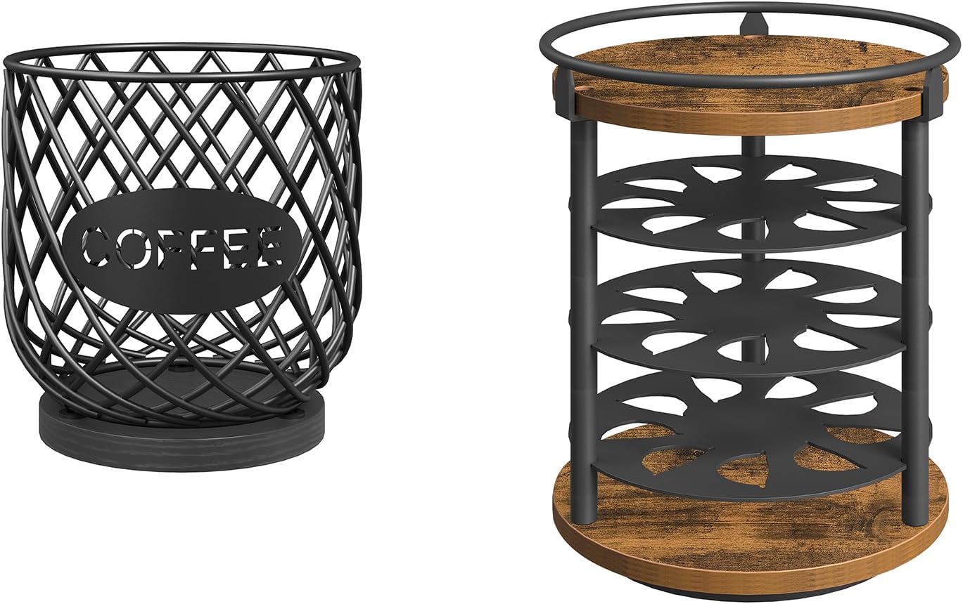 Coffee Pod Holder Organizer, Holder for K Cup, Large Capacity Coffee Pod Basket, Coffee Pod Organizer for Countertop, KH09BB-KH03BR