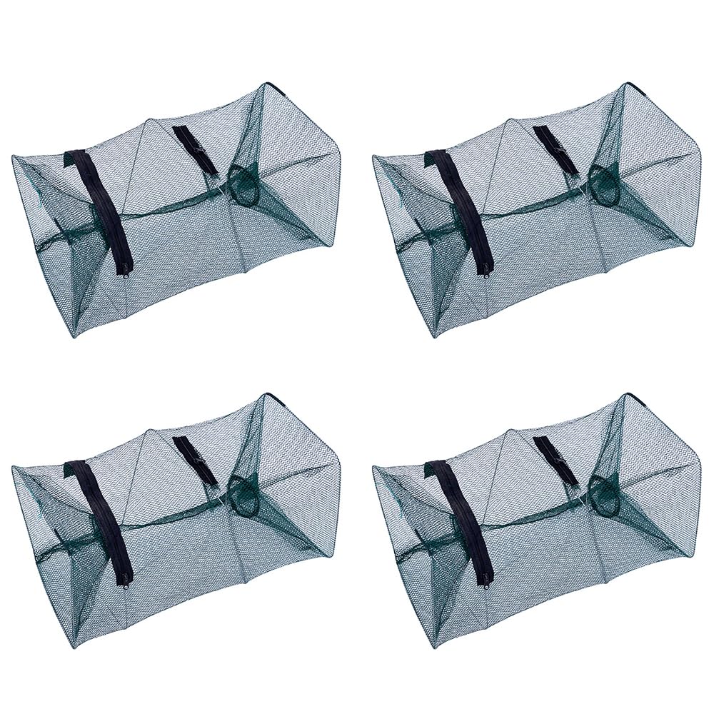 4 Pièces Piège à Poisson Pliable, 45x21x21cm Nasse a Poisson Peche, Poisson Pliant Appât Rectangulaires, Filet de Pêche Portable, Piège À Filet De Pêche pour Écrevisses, Homard, Crabe