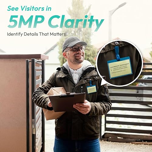 Miniatura 4 de BOTSLAB Timbre de puerta inalámbrico, timbre de video de 5 MP, vista panorámica de 180, sin tarifa mensual, WiFi de 2.4 GHz, detección de movimiento