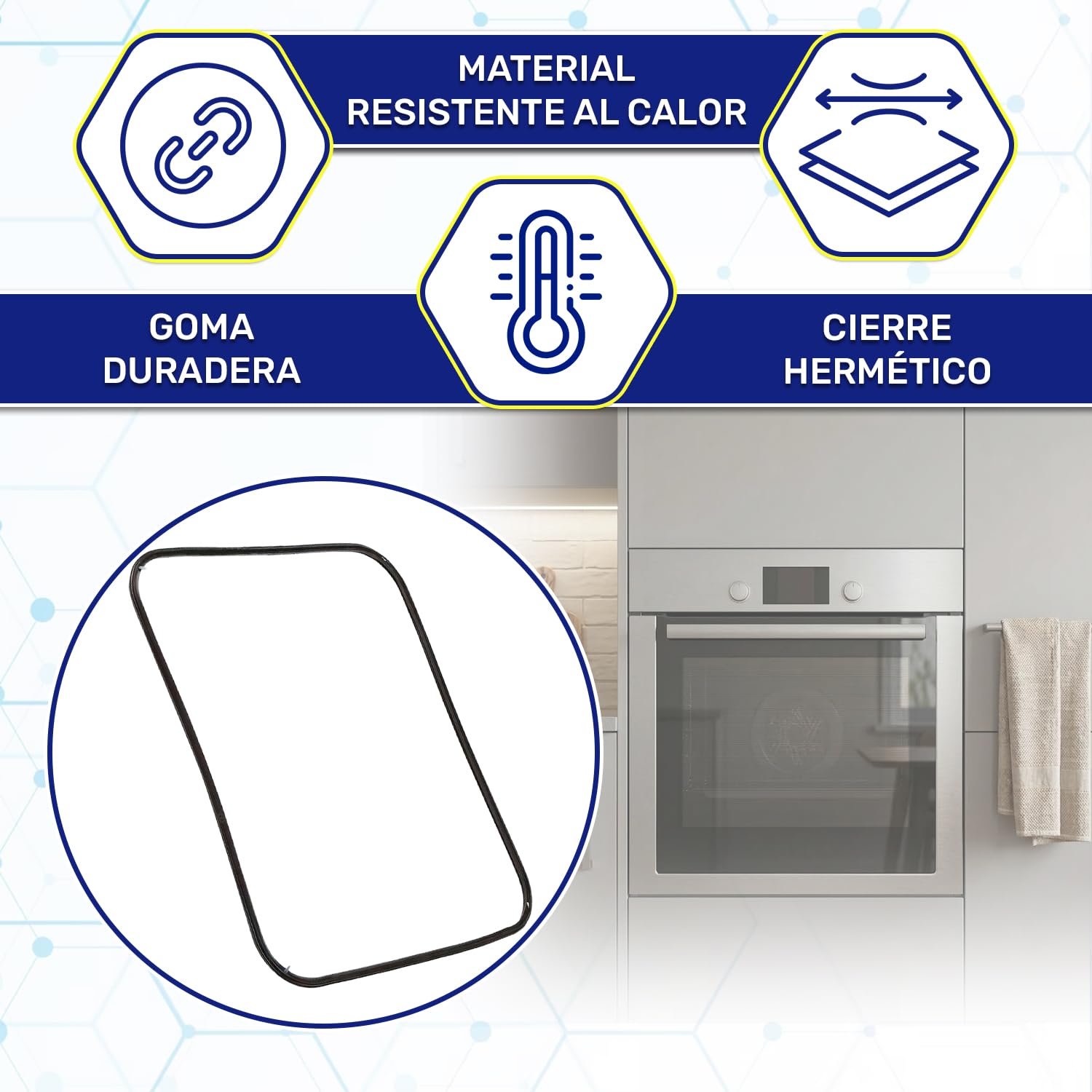 Goma Horno 440x360 mm con Código Original 42822687 42832275 para Candy para Hoover - Junta Horno con 4 Ganchos - Garantía de 10 Años - MONTERAL