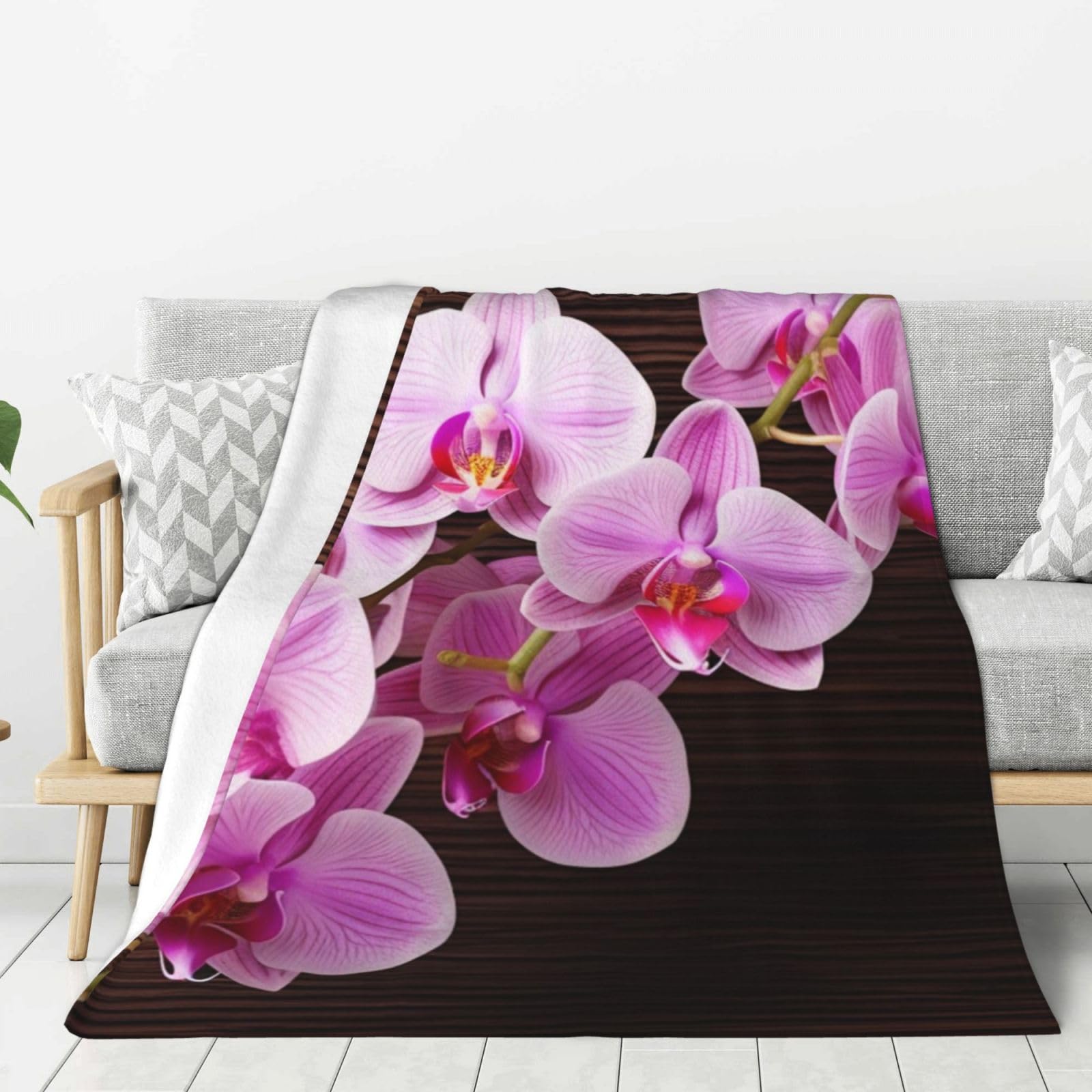 Couverture flanelle douce jeté de lit haut de gamme orchidée