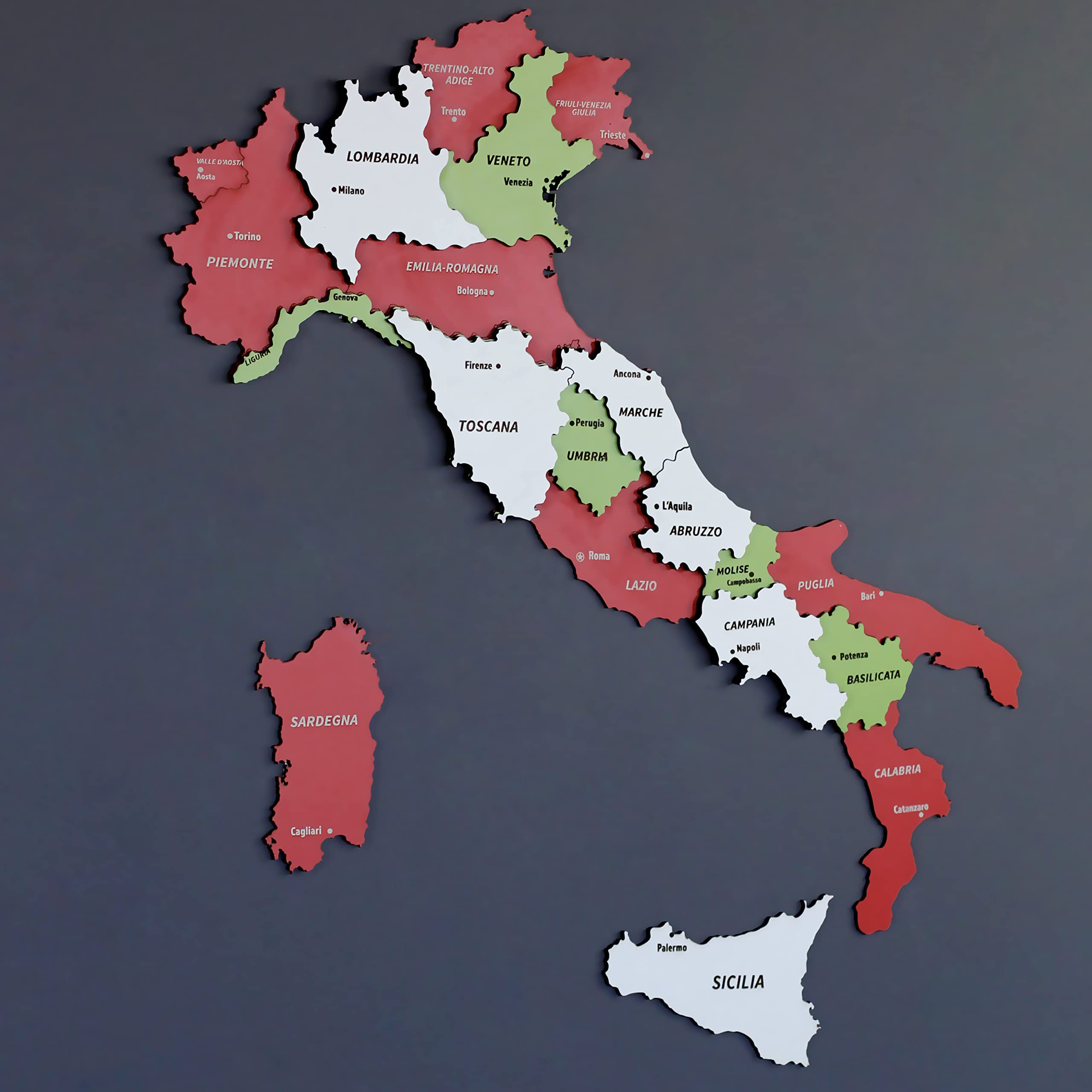 Italy地図 EURO MAPシリーズ 全土&主要都市を網羅 Amazon.com: Colorfull Worlds Multilayered Wooden 3D Italy Map